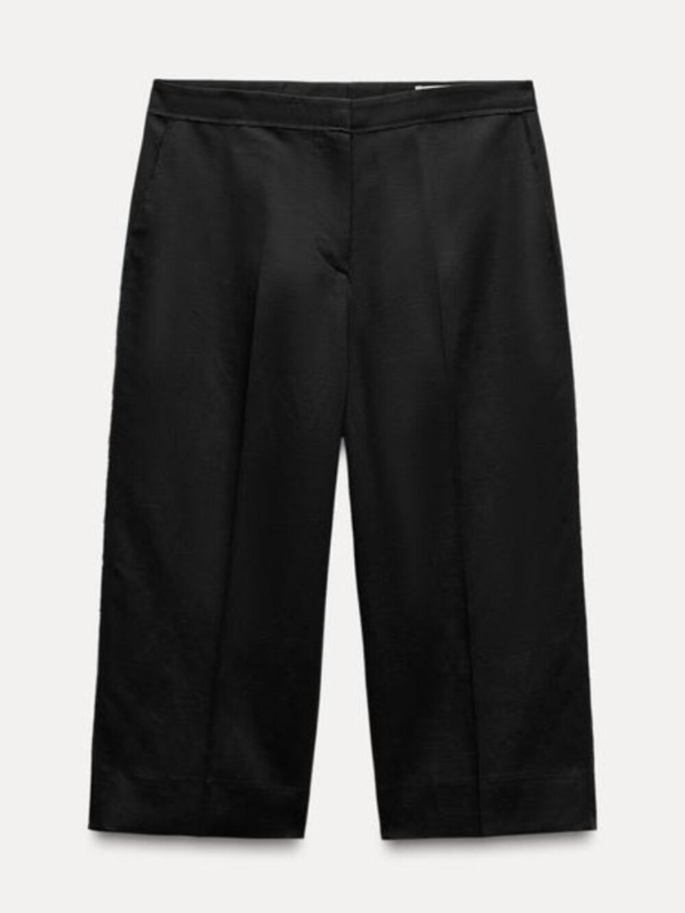 New Zara Black Linen Blend Long Shorts Size XS - Picture 3 of 8